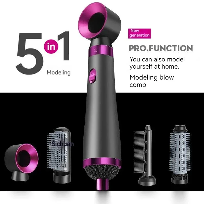 5 In 1 Hair Dryer Hot Air Brush Styler and Volumizer Hair Straightener Curler Comb Negative Ion One Step Brush 220V EU 110V US