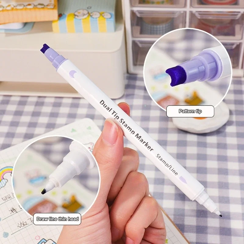 

6 шт. двухсторонние маркеры для штамповки со штампом и тонким наконечником для изготовления журналов-планировщиков для карточек