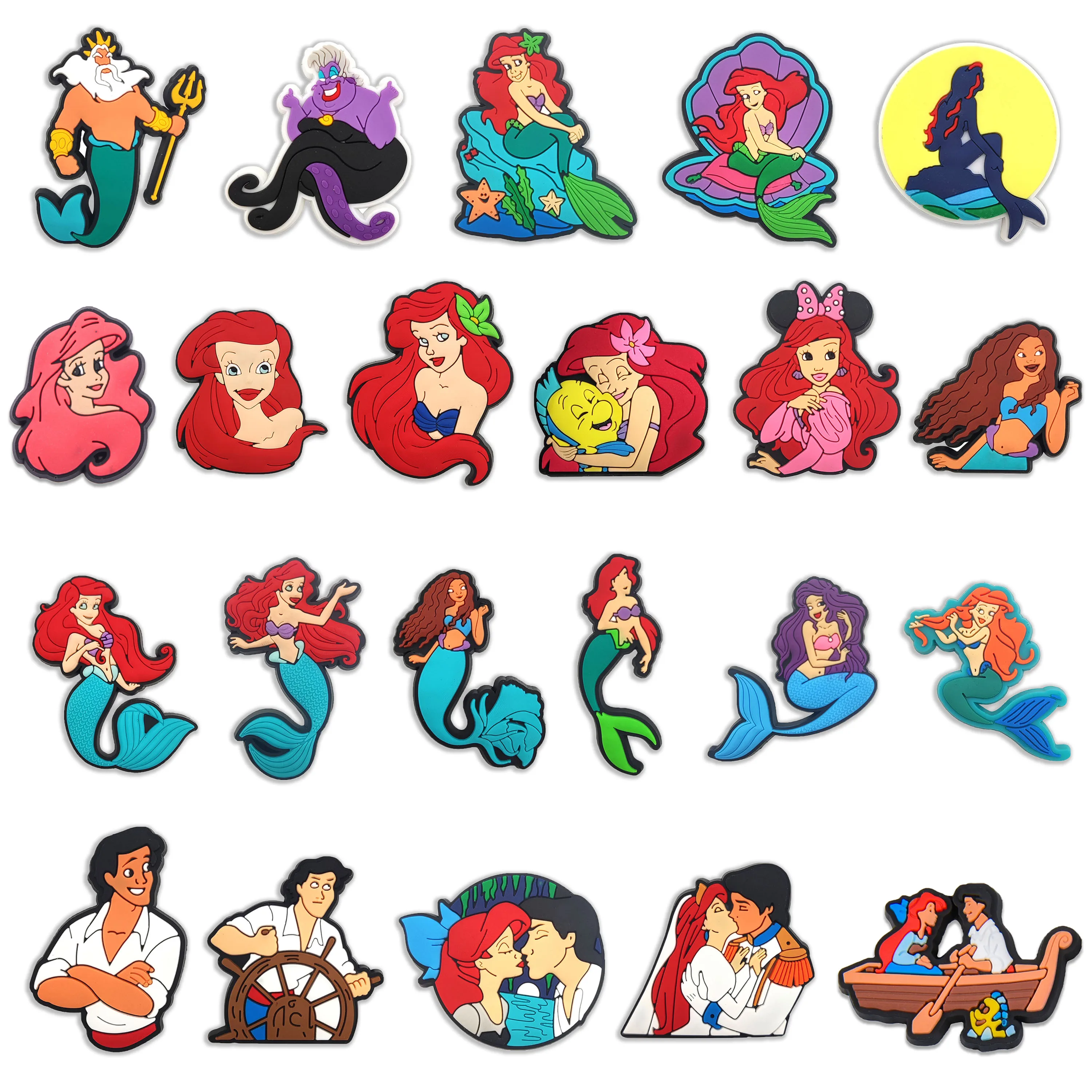 Cartoon Mermaid Character Shoe Charms PVC Removable Ornaments Cute Sea‑theme Figure DIY Decor Hole Garden Clog Shoes Accessories