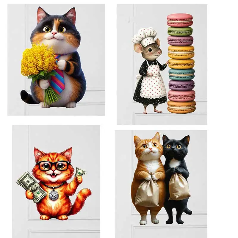 Cute Cartoon Cat Mouse Stickers Decals for Home Decorations Assorted Sizes And Colors AA609