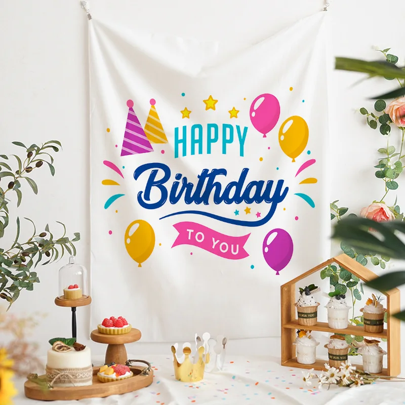 Birthday background cloth tapestry hanging cloth birthday tapestry party scene decoration wall covering tapestry wall hanging