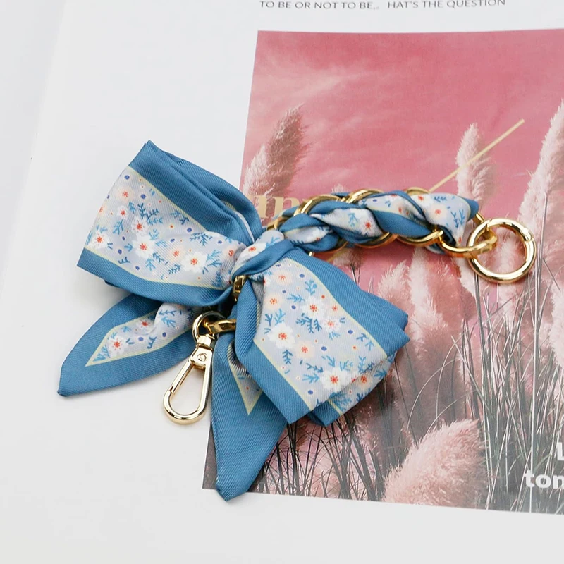 

Bow Ribbon Keychain Pendant For Women Bag And Car With Metal Keyring Key Accessories