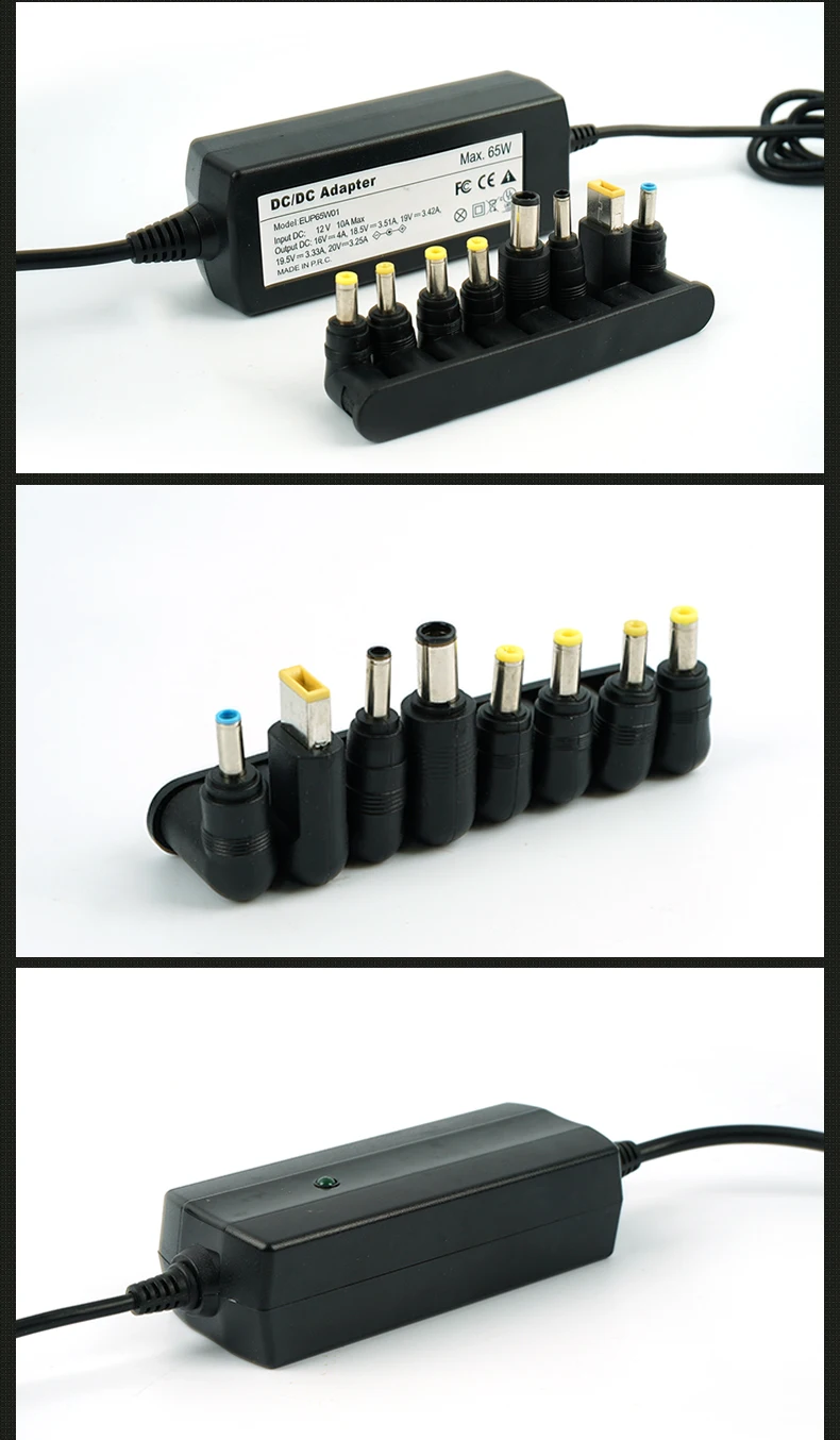 عالمي سيارة محول الكمبيوتر المحمول محول للحاسوب الدفتري 19 فولت 3.42A التيار المتناوب محول حائط لأجهزة الكمبيوتر المحمول