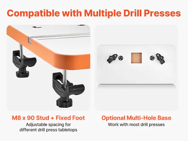SucceBuy Drill Press Table 24x12Inch Adjustable Fence Stop Block T-Slots MDF Tabletop Built-In Scale Fits Clamps Vises For Drill