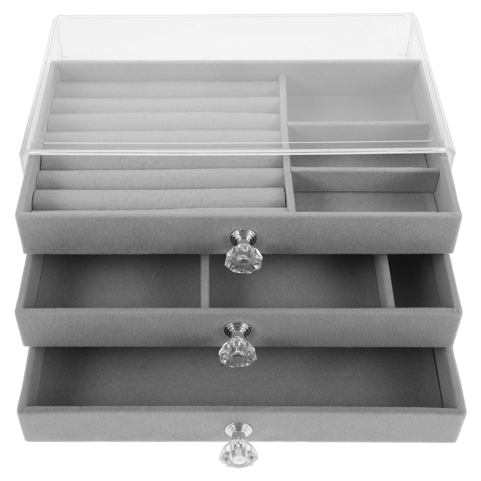 

Multilayer Transparent Jewelry Box Earring Storage Organizer Necklace Holder Travel Portable Stackable For Women Girls Bracelets
