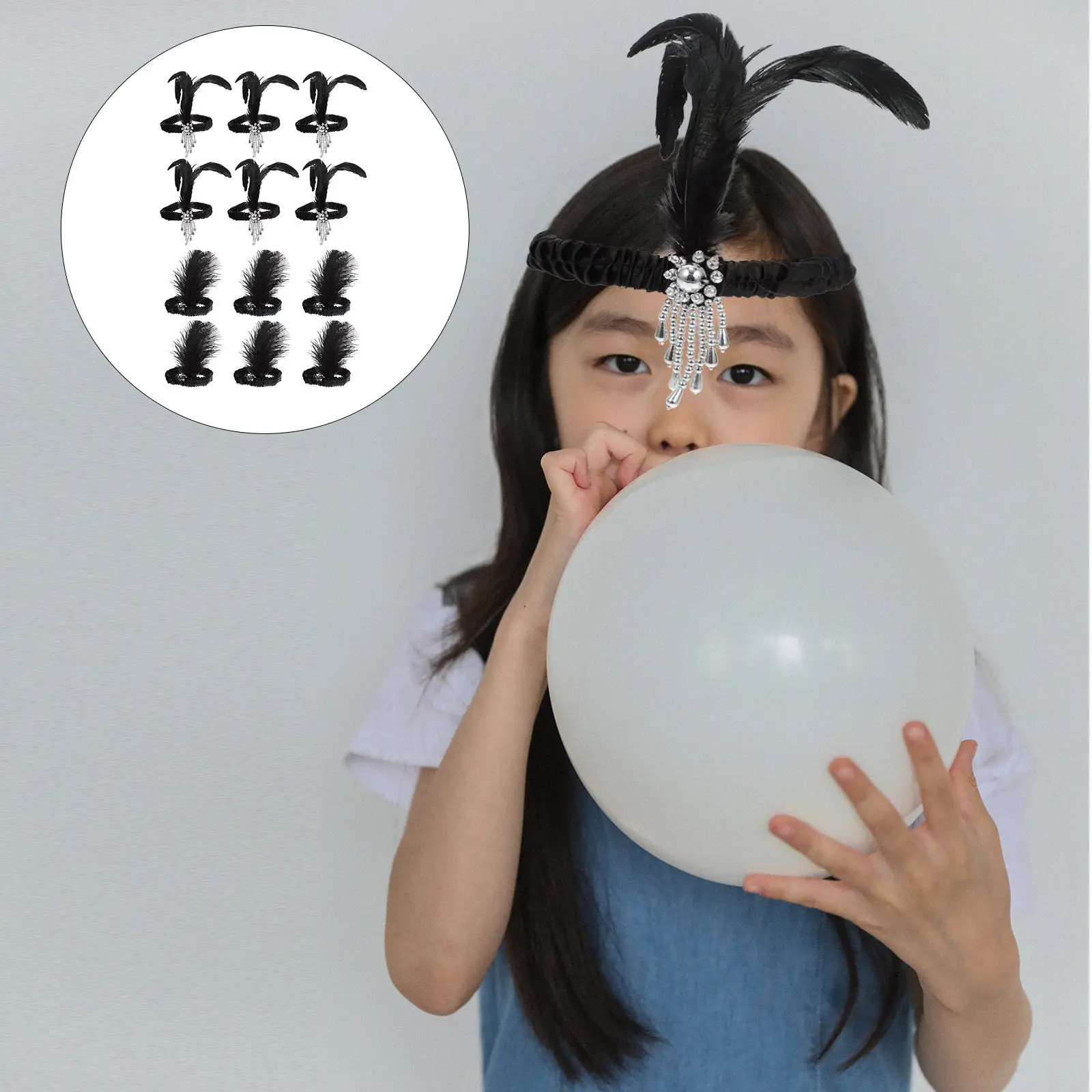 

Набор из 12 штук: праздничные головные уборы с пайетками и перьями для банкетов, карнавалов и вечеринок. Элегантные украшения для волос для женщин.