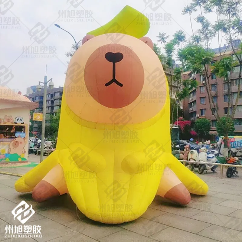Lovely Blow-up Giant Capybara Inflatable Mascot Equipped with Blowers, Display Ornament for Mall Plaza & Theme Party Activities