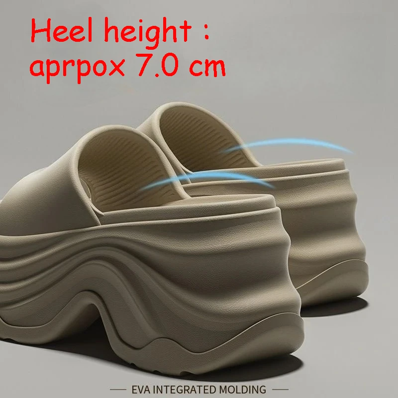 Damen Indoor-Street-Keilabsatz-Slipper mit dicker Sohle, weichem EVA, Sommer-Plateau-Schuhe, höhenvergrößernde Alltags-Slipper für Mädchen