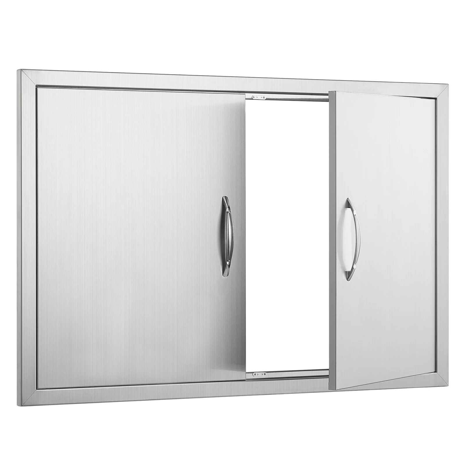 BBQ Access Door, 35W x 24H Inch Double Outdoor Kitchen Door, Stainless Steel Flush Mount Door, Wall Vertical Door with Handles, Grilling Station, Outside Cabinet, Designed for BBQ Island
