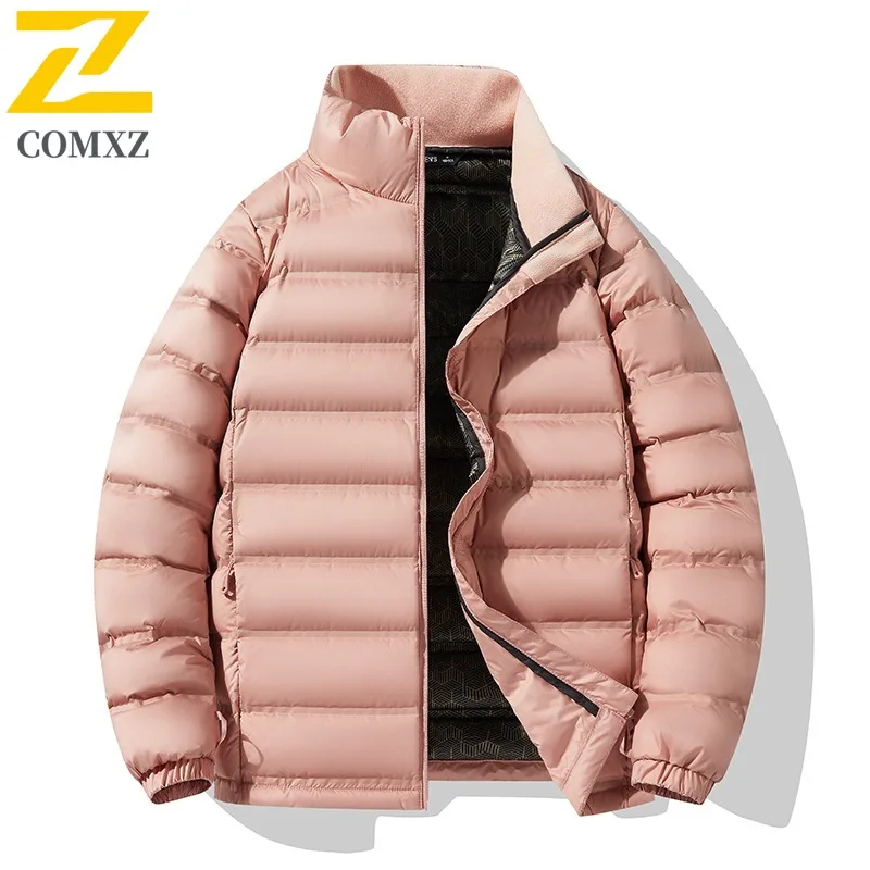 COMXZ Men Puffer graphene Jacket Stand Collar Outdoor Windproof Warm Coat Fashion Korean style Autumn Winter outdoor Parkas 2025