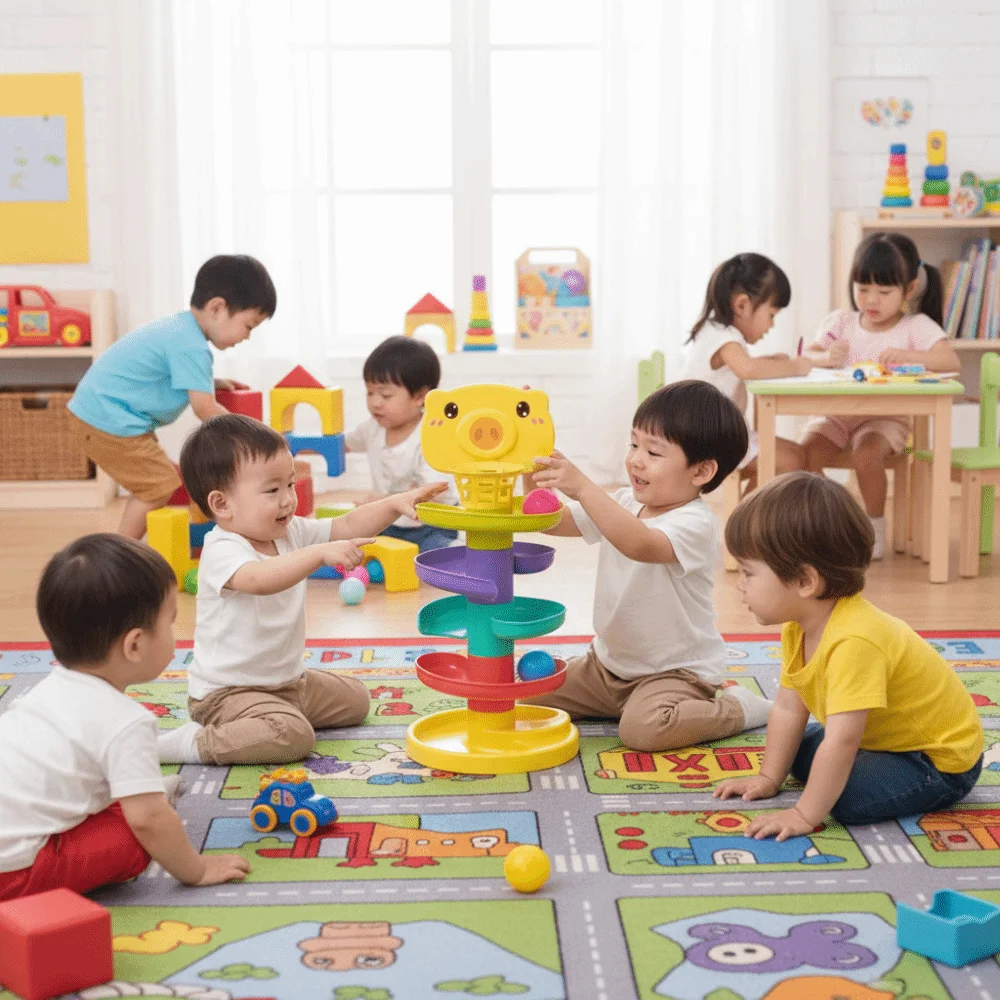 Schiebe Ball Montessori Spielzeug Stapeln Track Kinder Gits Lernspiele Track Rolling Ball Turm Kinder Spielen