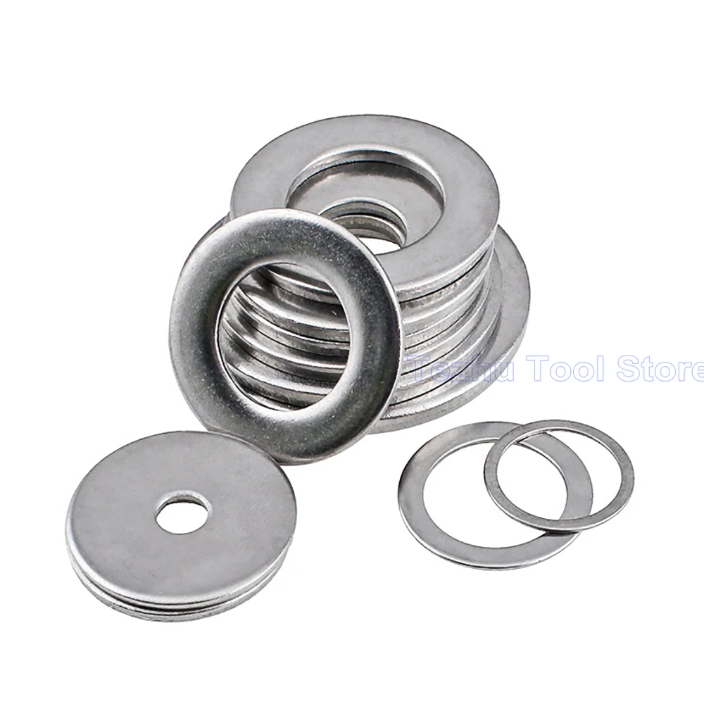 Flat Washer SUS 201 Stainless Steel Big Metal Gasket Meson Plain Washers For Screw Bolt Thickness 0.8mm 1.0mm 1.2mm 1.5mm 2.0mm