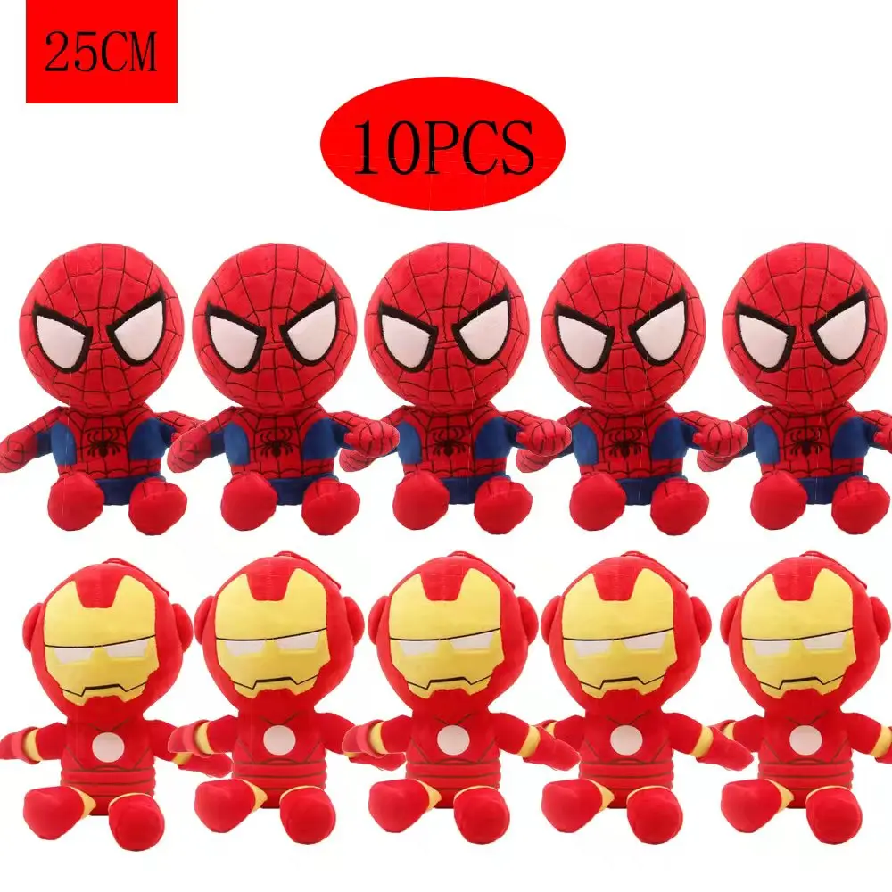

10pcs Man Spidermaned Plush Toys Movie Dolls Marvel Avengers Soft Stuffed Hero Captain America Iron Christmas gifts