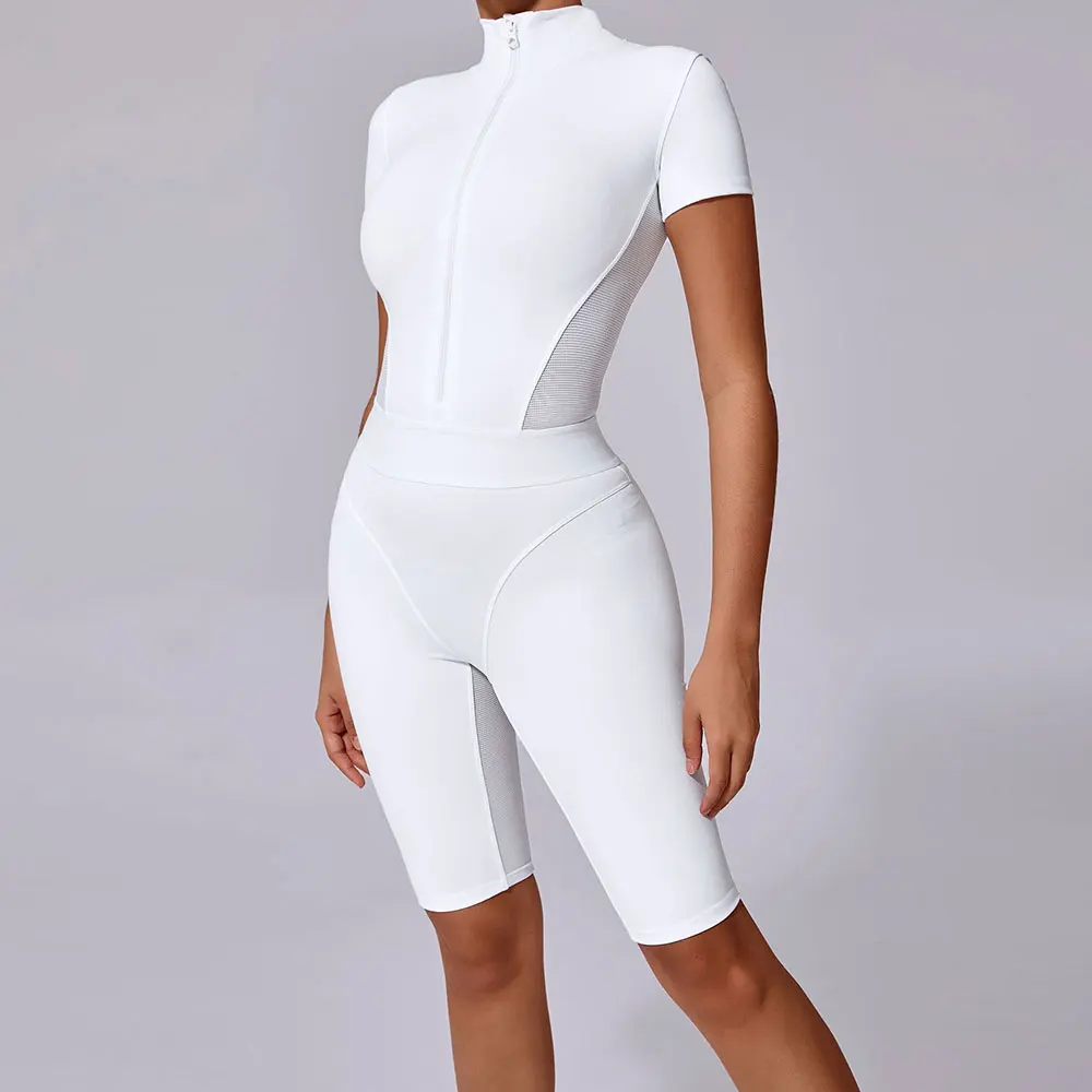 

Summer Zipper Workout Rompers Sports Overalls Women Gym Clothing Running Fitness Suits Gym Tracksuit Short Sportswear Yoga Set