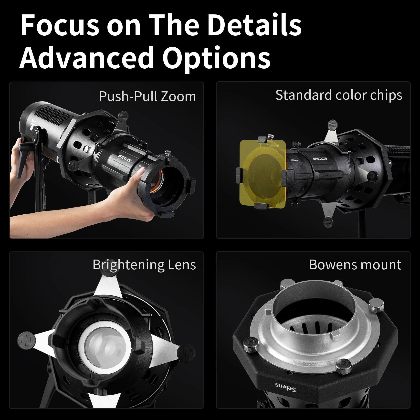 Selens أنبوب ضوئي قابل للتعديل ، تركيز الشعاع ، مجموعات استوديو الصور البصرية ، ملحقات التصوير الفوتوغرافي ، 20 ، 40 درجة