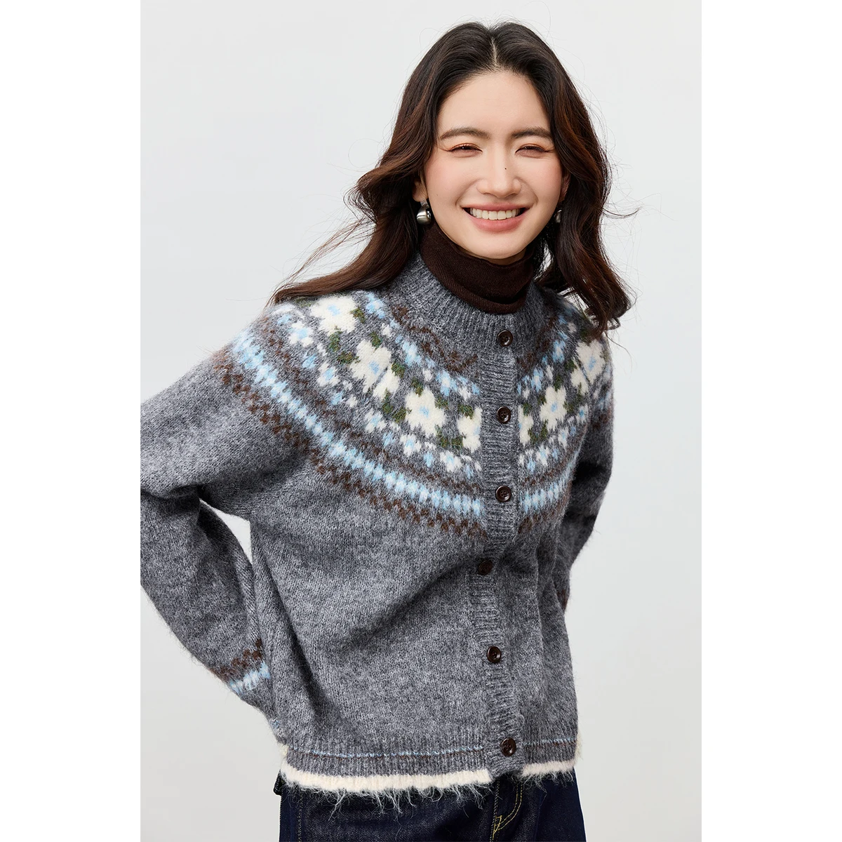 Women's Warm Jacquard Cardigan - Autumn Winter Fashion Top