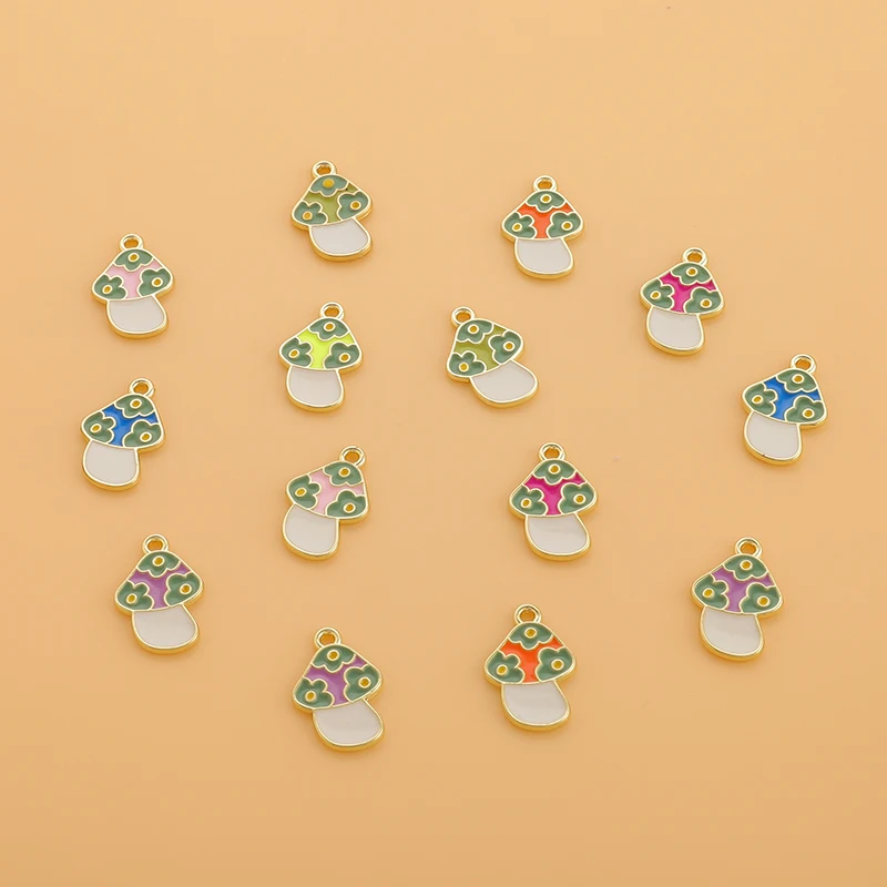 

10Pcs Enamel Mushroom Charms Zinc Alloy Cute Cartoon Food Charms for DIY Bracelet Necklace Earrings Jewelry Making Accessories