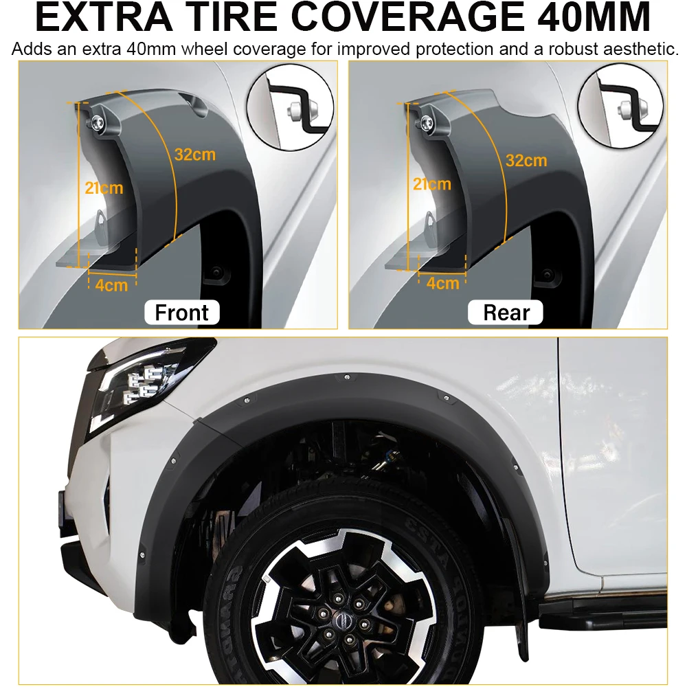 Wheel Arch Pocket Riveted Fender Flares For Nissan Navara D23 NP300 Frontier 2021 2022 2023 2024 2025 Guard 4×4 Car Accessories