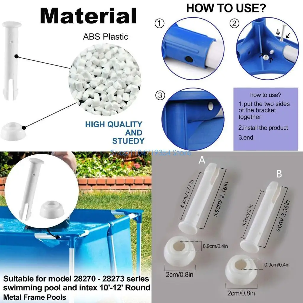 0XLD 10Pcs Plastic Pool Joint Pins & Rubber Seals Pool Replacement Parts Easy to Use