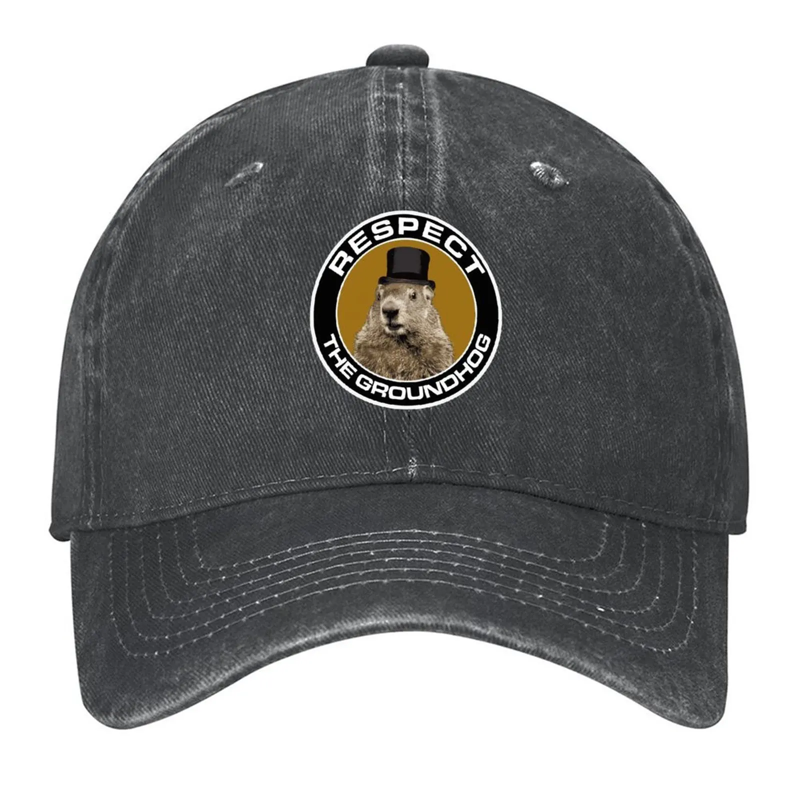 

Punxsutawney Phil Groundhog Day... Respect the Groundhog Round Baseball Cap Rugby men's big size hat Mountaineering Boy Women's