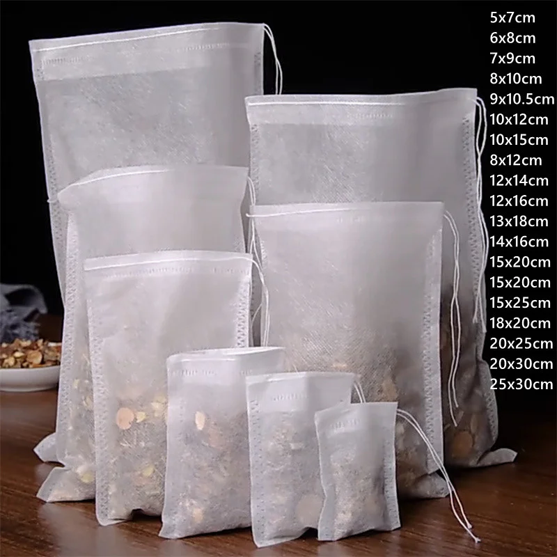 500pc Food Grade Non-Woven Filter Bag Drawstring Sealed Packaging Bag For Tea Bag Spice Traditional Chinese Medicine Filter Mesh