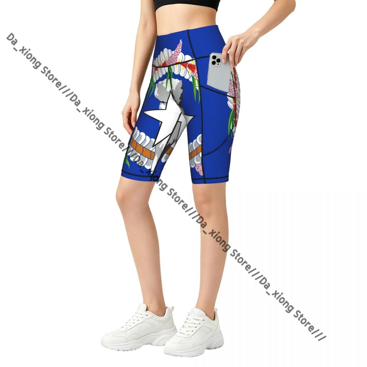 Female Hip Lift Yoga Shorts Flag Of The Northern Mariana Islands Daily Wear Fitness Active Pants