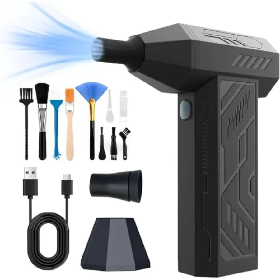 

Пылесос для сдувания пыли с сжатым воздухом - 130000 об/мин, сверхмощный электрический воздуходув, 4-ступенчатая регулировка, беспроводной, перезаряжаемый, для компьютеров