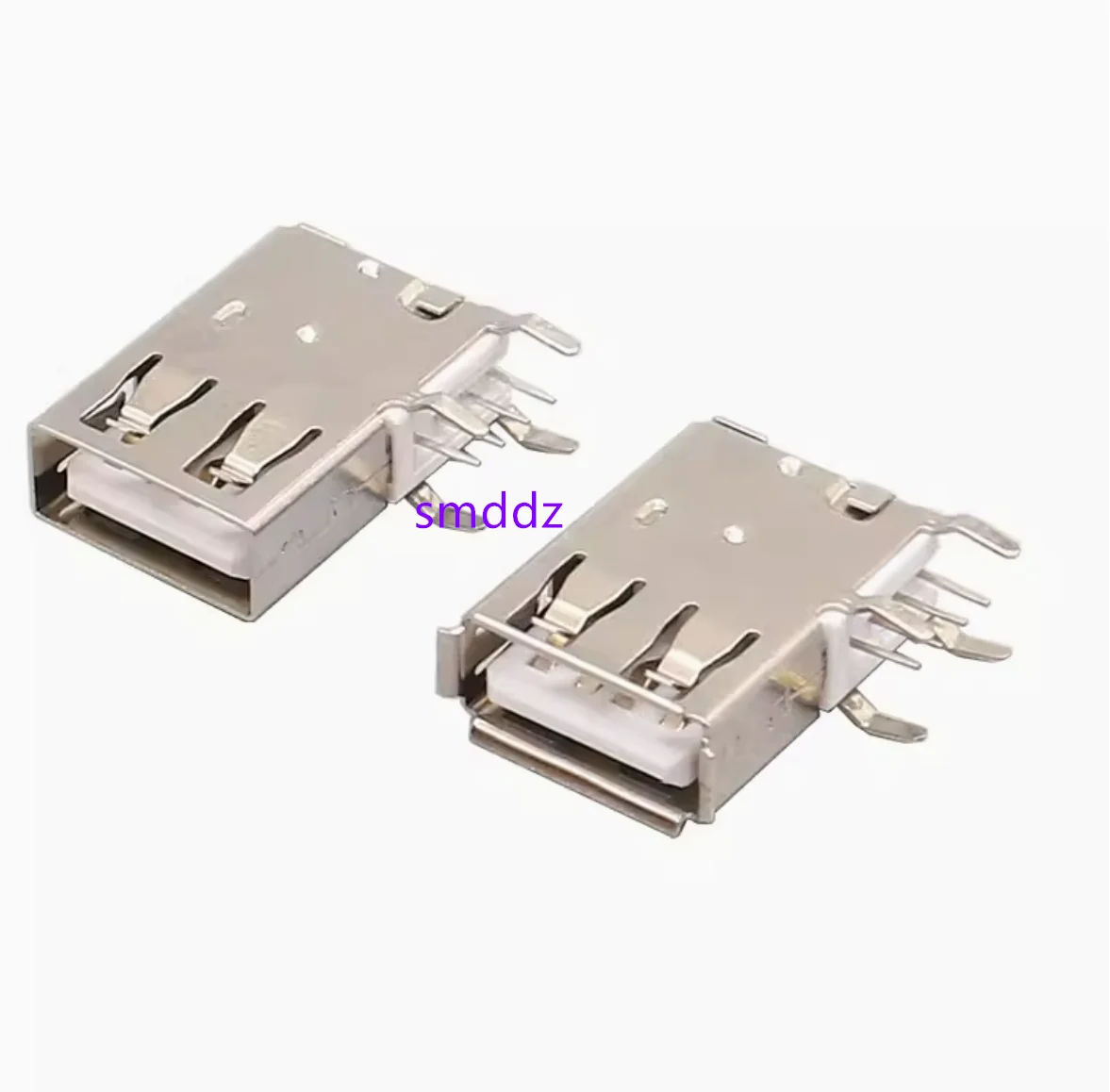 Interfaz de conector vertical de 90 grados, enchufe lateral AF, 50 piezas/USB 2,0 tipo A, 19,5mm, borde rizado