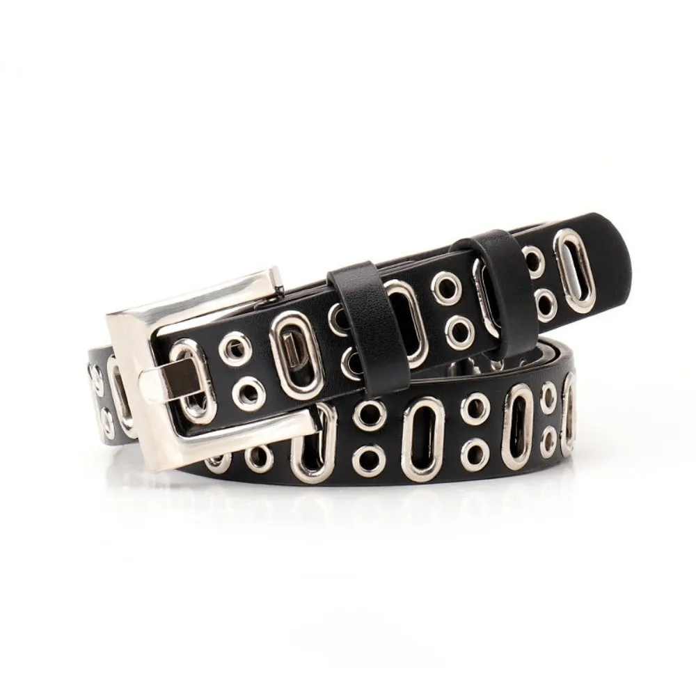 سبيكة مشبك البيضاوي حزام متعدد الفتحات خمر الجينز ديكور بولي Leather حزام من الجلد الهيب هوب رقيقة للجنسين حزام البضائع السراويل الملحقات