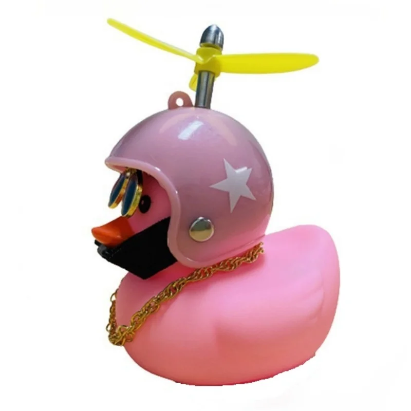 

Cute Small Duck Car Rubber Wind-breaking Duck with Helmet Glasses for Interior Decoration Lovely Gift