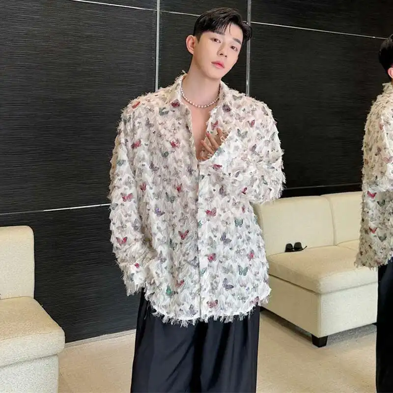 LUZHEN Tassel Design Burr 2026 Spring Elegant New Original Temperament Shirts Men's Fashion Loose Long Sleeve Male Tops JY9137