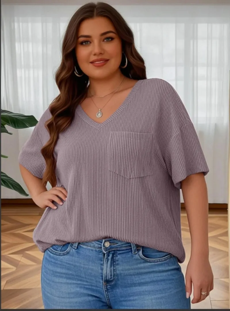 Grande taille nouvelles femmes décontracté à manches longues coton t-shirts femmes à manches courtes côtes col en V t-shirt été léger à manches longues haut
