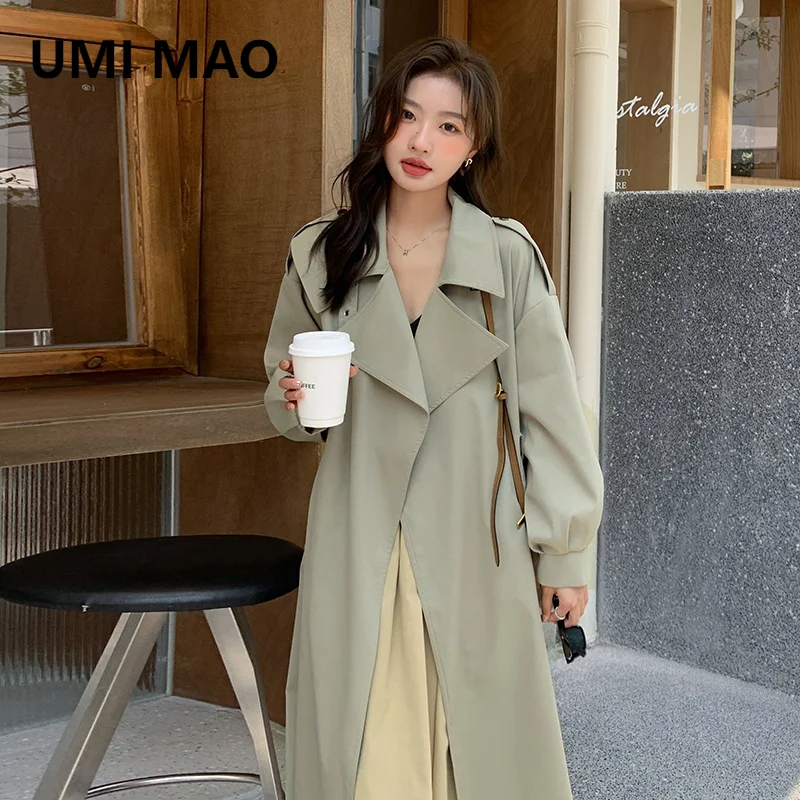 

UMI MAO Trench Coat For Women Korean Fashion Spring Wear Simple Casual Loose Windbreaker For Jacket Female