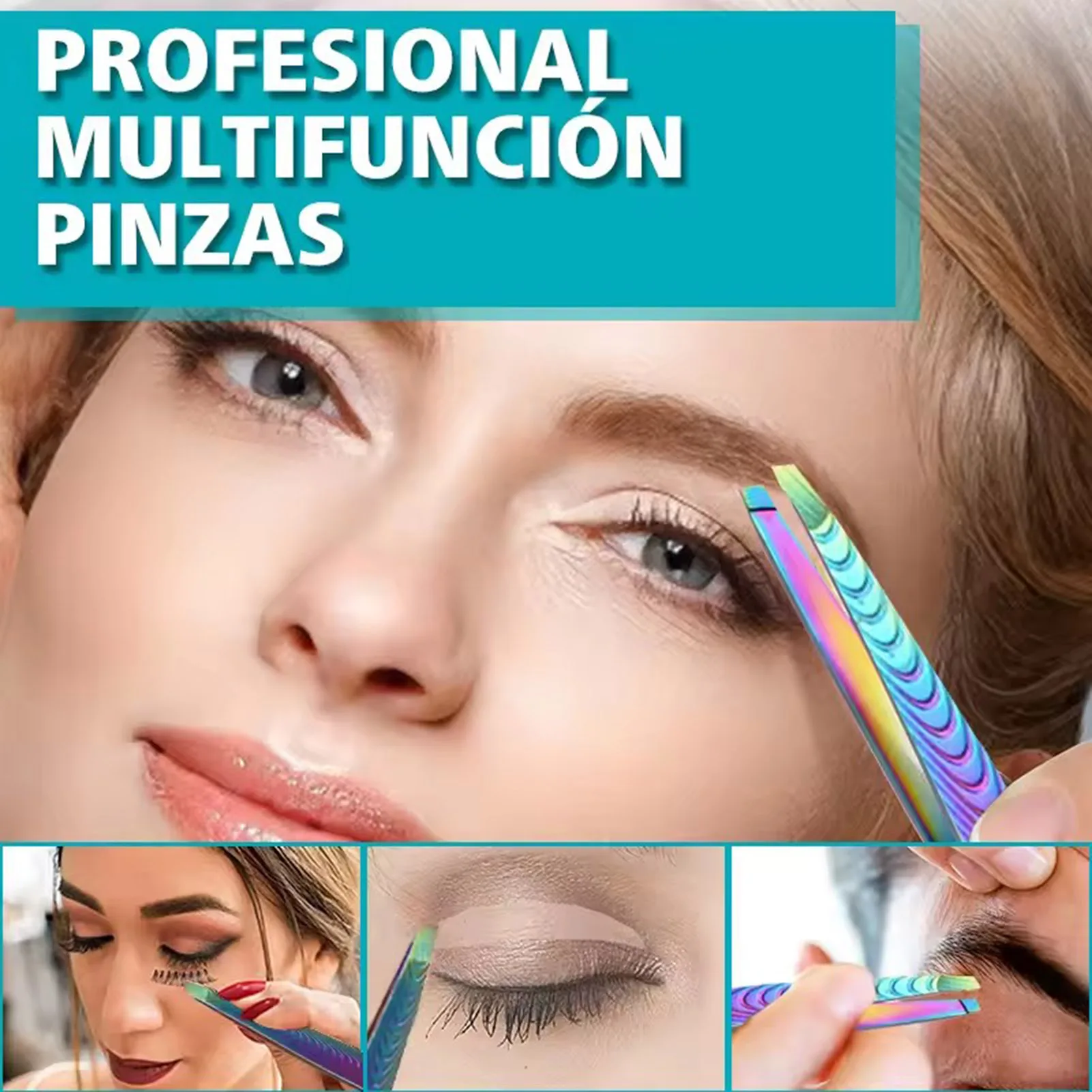 Pinzas profesionales para maquillaje, extensiones de pestañas, aplicador de extensión, depilación, cejas