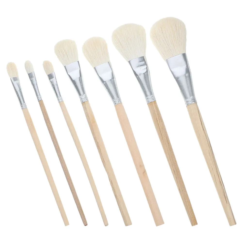 

7 Pcs Wool Paint Brush Craft Ceramics Pottery Detail Wood Color Painting Artist