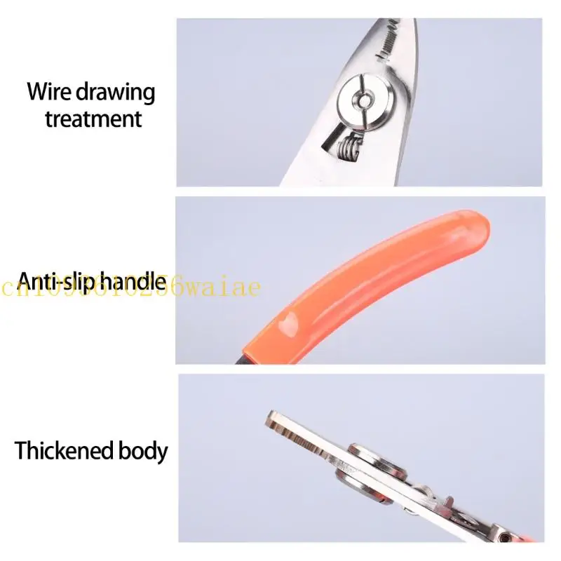 652F Professional 4 Port Fiber Cable Stripping Tool Adjustable Jaw Spring Mechanism Kevlars Shear Function