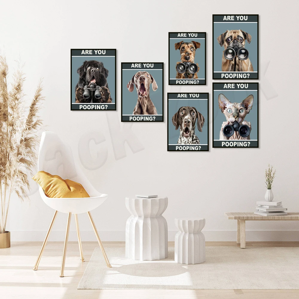 Weimaraner, Irish Wolfhound, Sphynx cat, Rhodesian Ridgeback, Airedale Terrier, Are you pooping? Animal poster toilet decoration