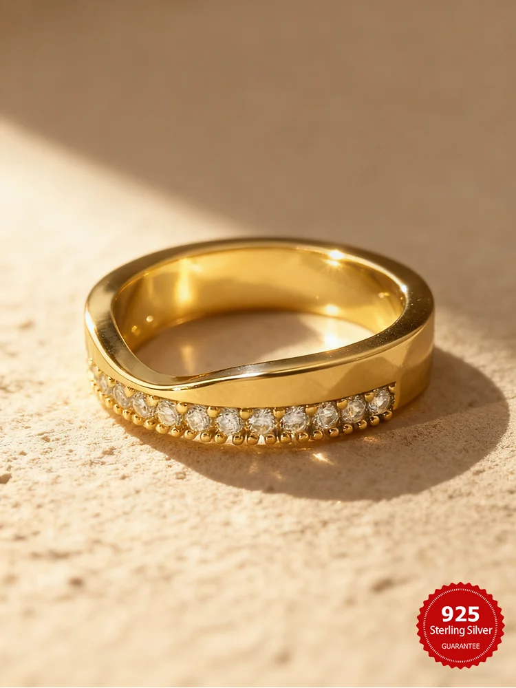 

925 Sterling Silver Minimalism V-shape Zircon Ring For Women Anniversary Engagement Wedding Party High Quality Fine Jewelry