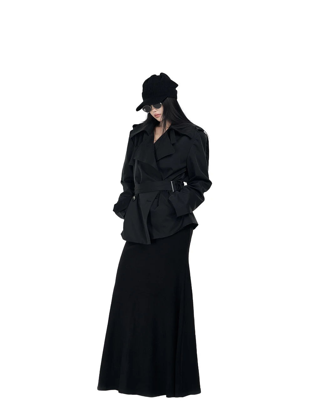 

London Gallery ort Coat Jaet Women's Spring New Waist Cinched Belted Loose Briti Silhouette Coat Street Sle Outerwear