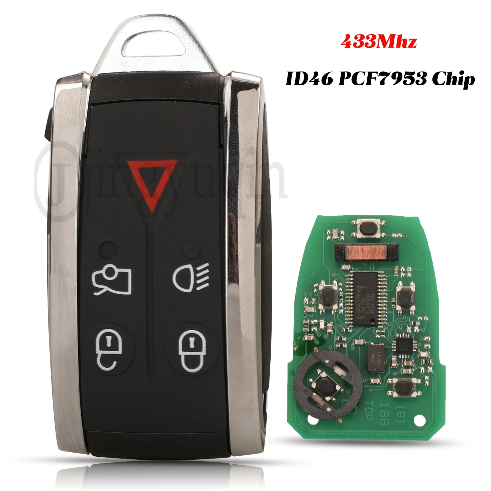 

jingyuqin 5 Buttons 433Mhz FSK Remote Smart Car Key ID46 PCF7953 Chip Fob For Jaguar XF XF XFR XK XKR 2009 2010 2011 2012 2013