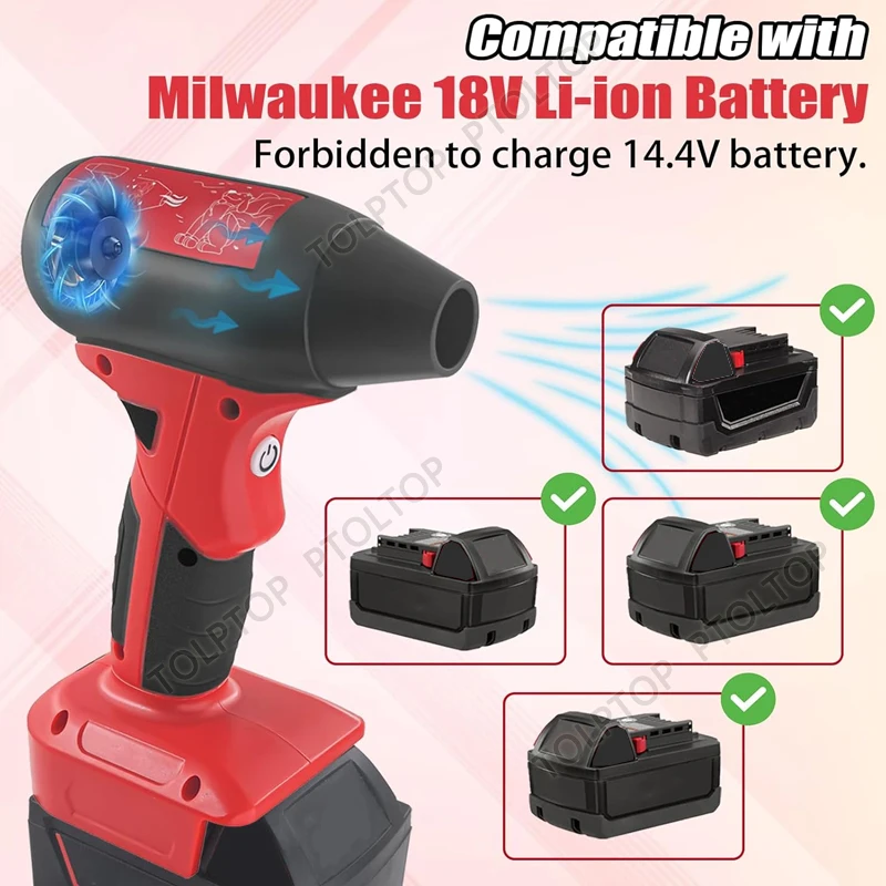 NEW Portable Mini Jet Violent Fan Powered for Milwaukee 18V Lithium Battery with 4 Adjustable Speeds for Blower for Car Computer