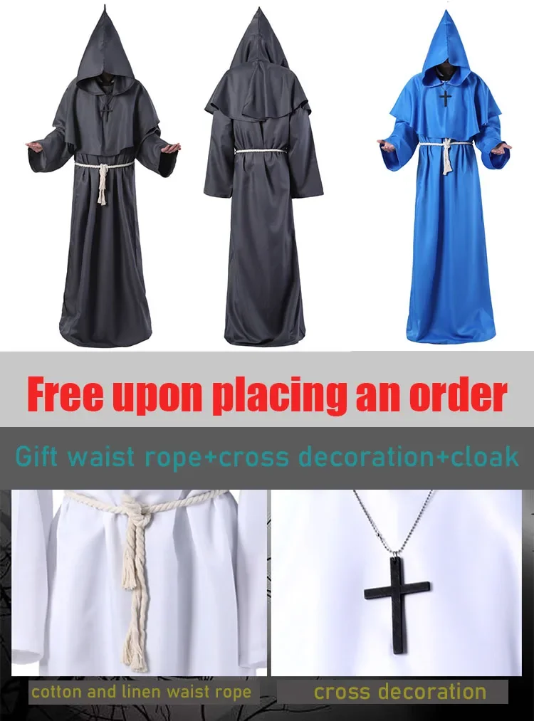 

Monk robe,Wizard costume, Medieval monk costume,COS costume, Priest costume, stage costumeHalloween cosplay costume.