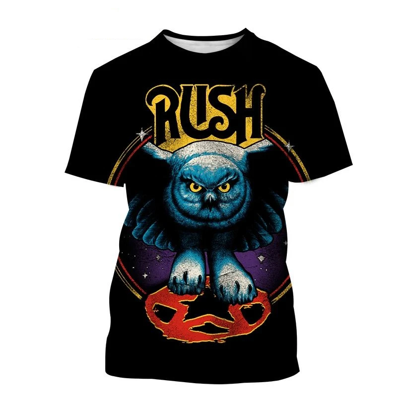 2025 جديد روك راش ثلاثية الأبعاد مطبوعة تي شيرت الصيف الرجال النساء الهيب هوب الاتجاه قصيرة الأكمام التي شيرت الشارع فضفاض عادية المتضخم Y2k القمم