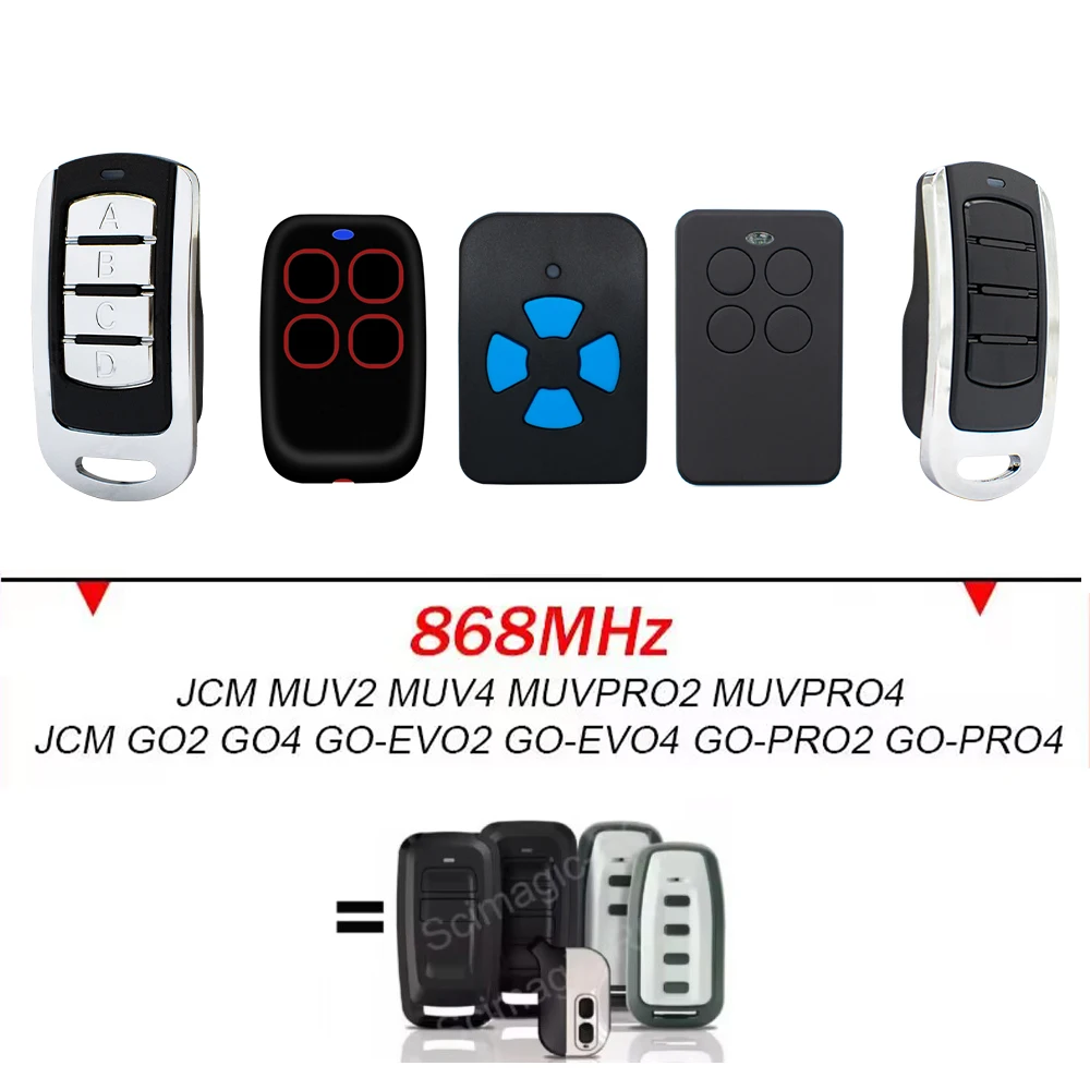 JCM GO2 GO4 GO-EVO2 GO-EVO4 GO-PRO2 GO-PRO4 MUV2 MUV4 MUVPRO2 MUVPRO4 Garage Door Remote Control Duplicator Opener 868MHz