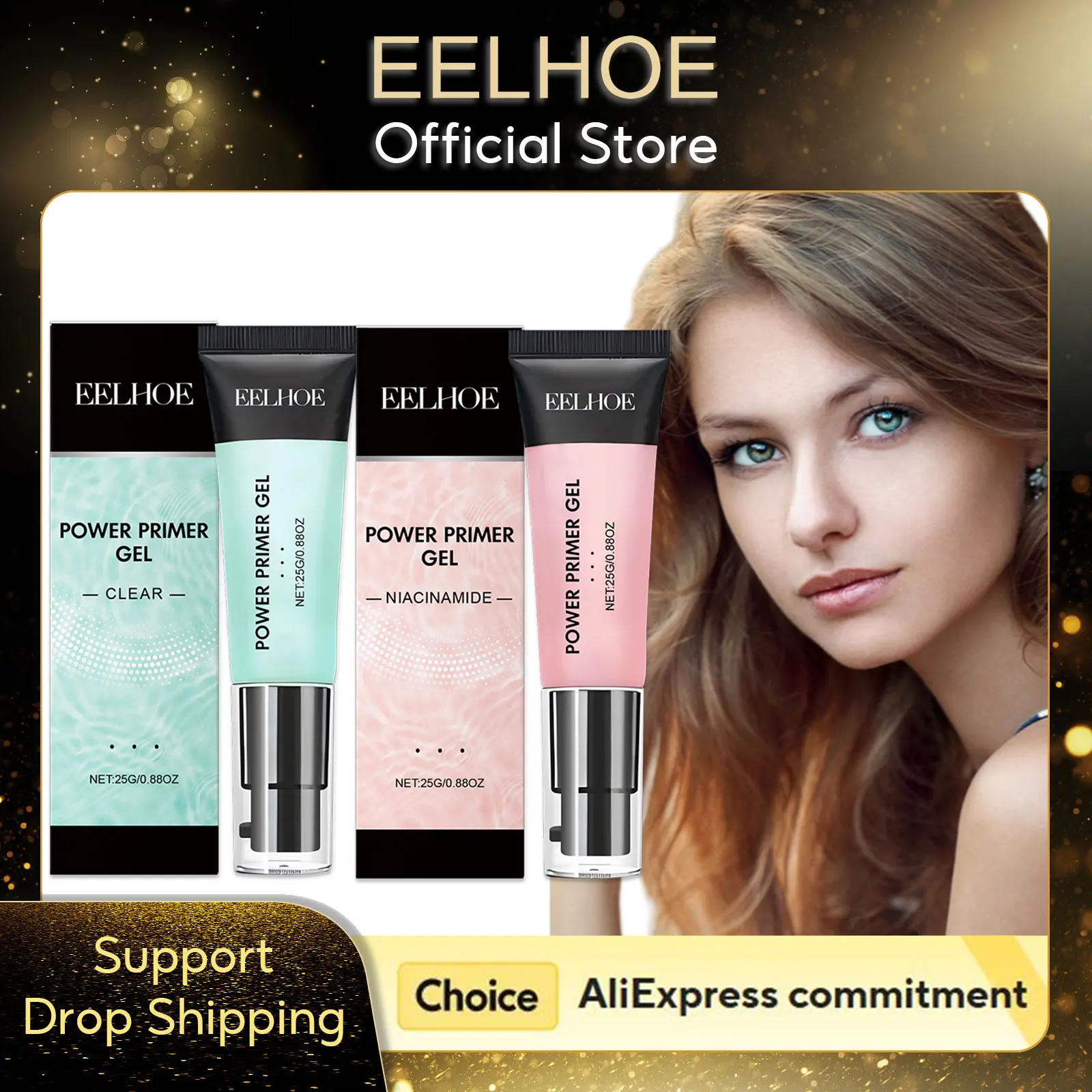 EELHOE Hyaluronic Acid Face Primer Under Foundation Lasting Brightening Face Hydration Nicotinamide Invisible Pore Primer Makeup