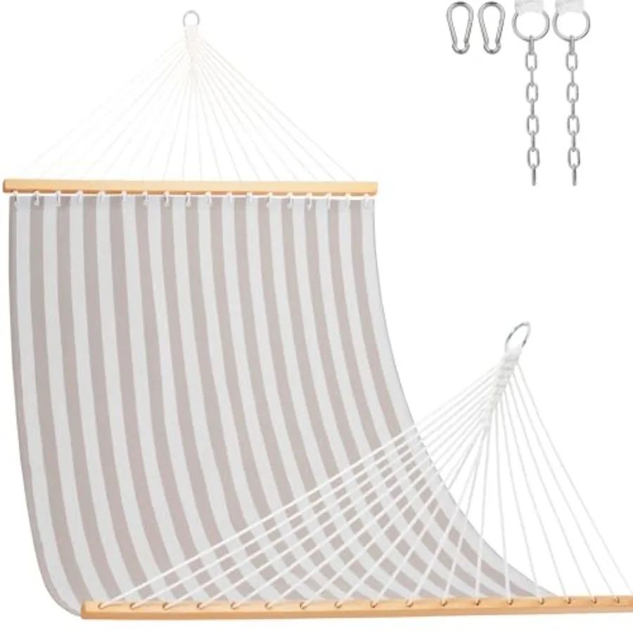 

Outdoor double hammock with spreader bar for patio, poolside, backyard, beach; quick-dry textilene fabric in gray; 450 lbs capa