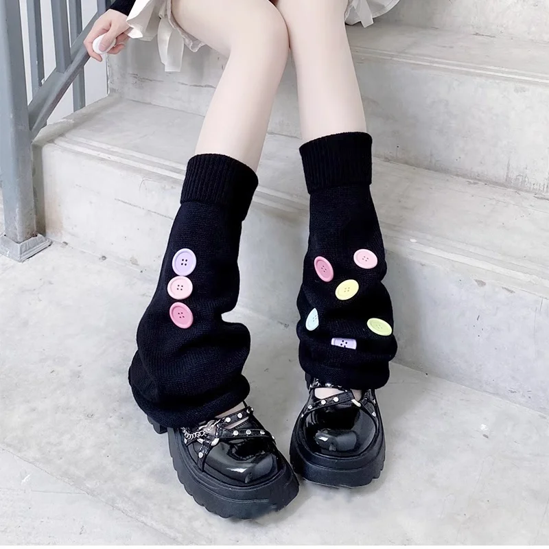 

Onalippa 2021, милые японские милые разноцветные носки в стиле Лолиты на пуговицах, осенне-зимние сложенные женские носки допамина средней длины