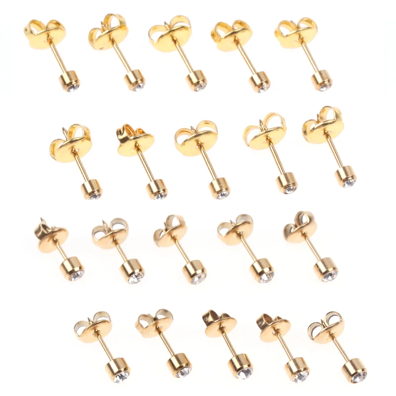 10Pcs Steel Surgical Piercing Ear Stud Earrings Jewelry for Piercing Gun Tool