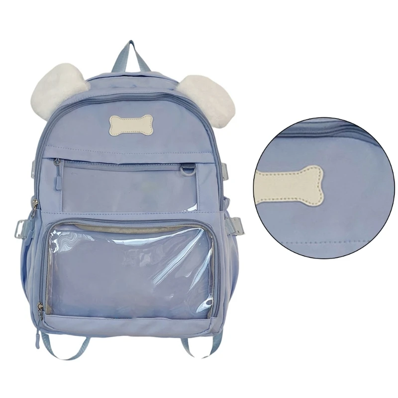 Mochila transparente con estampado perro único, bolso escolar capacidad, mochila informal, bolsas para libros para