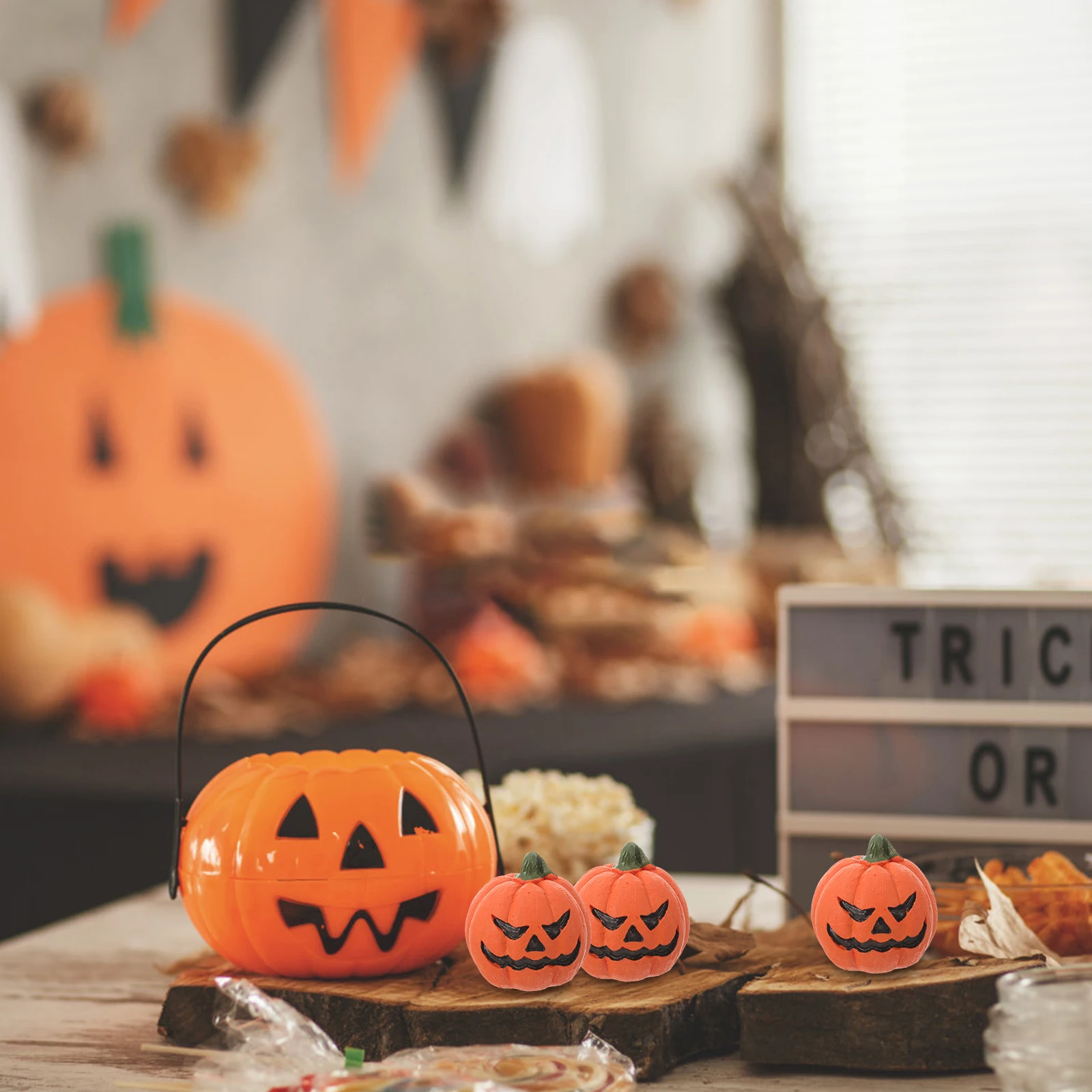 

6pcs Mini Pumpkin Decor Resin Halloween Ornaments For Party Home Aquarium Micro Landscape Props Small Pumpkin Adornments